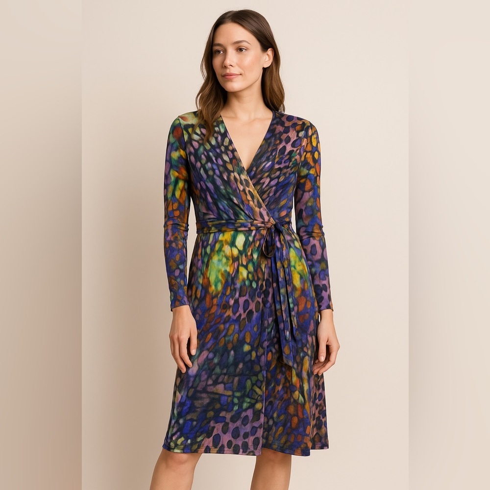 ROBERT GRAHAM Animal Print 100%
Silk Midi Dress Size Small V-Neck,Belted - Picture 7 of 15